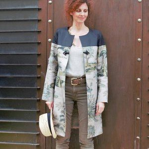 Jacket with landscapes patterns and black 00617